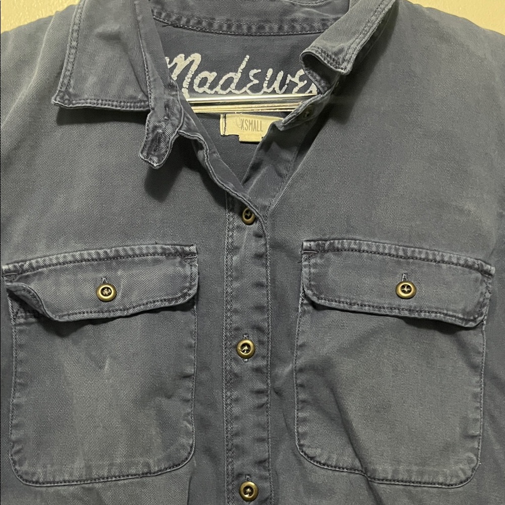 Madewell Navy Casual Button Down Shirt - Picture 2 of 4